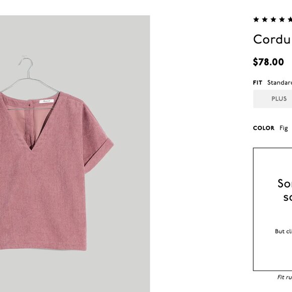 Corduroy V-Neck Top - Picture 5 of 6